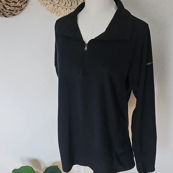 Columbia Black Textured Pullover Womens L Athleisure Activewear Athletic EUC - Picture 7 of 12